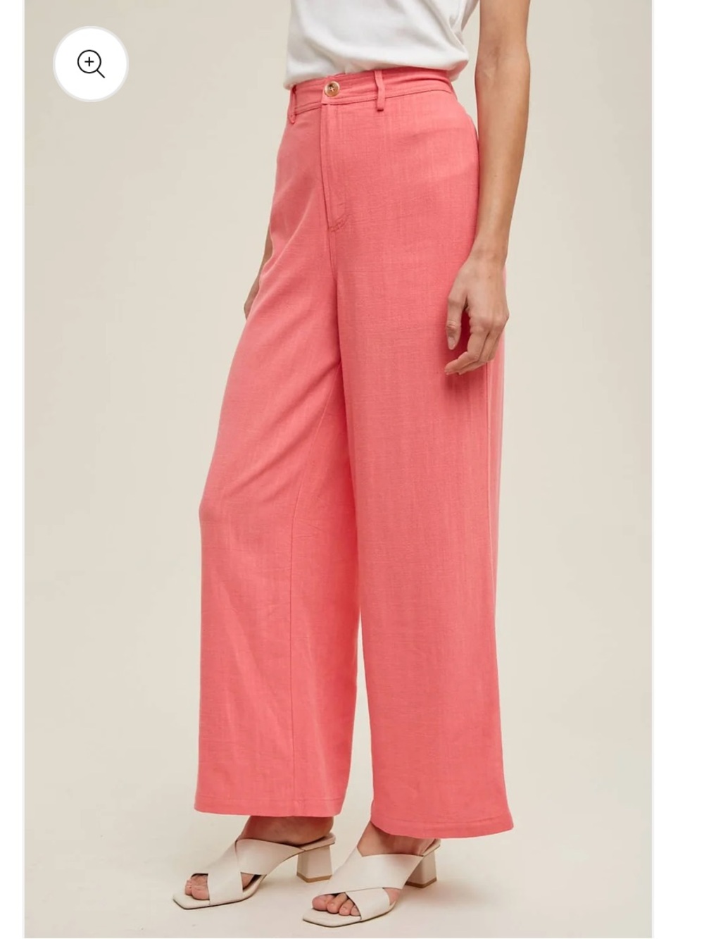 Wishlist Coral Pink Wide-Leg Linen-Blend Pants Size Small - Picture 2 of 7